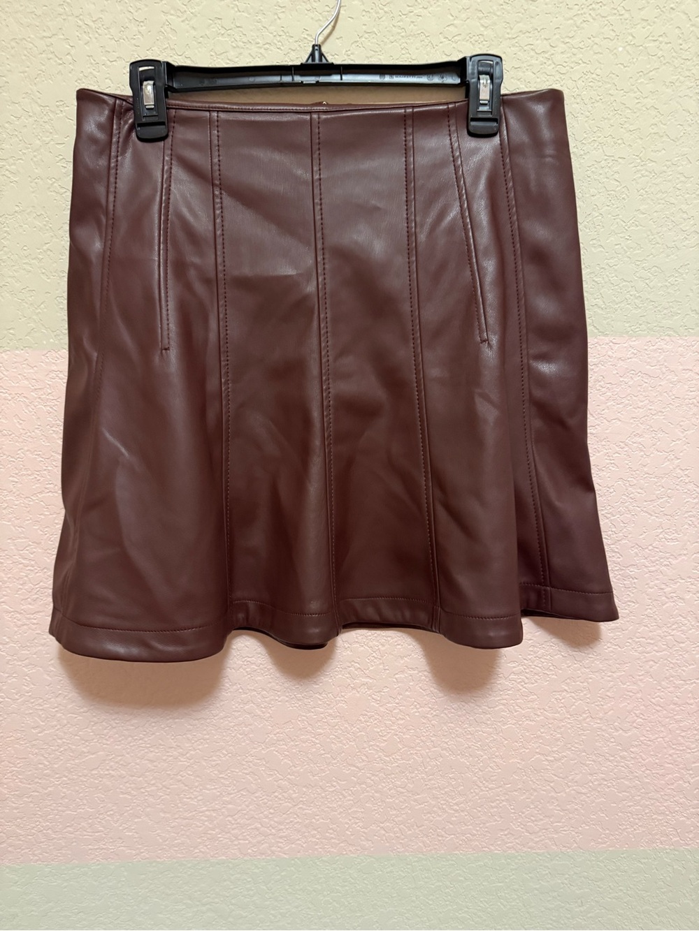 Loft Faux Leather A-Line Mini Skirt in Deep Brown